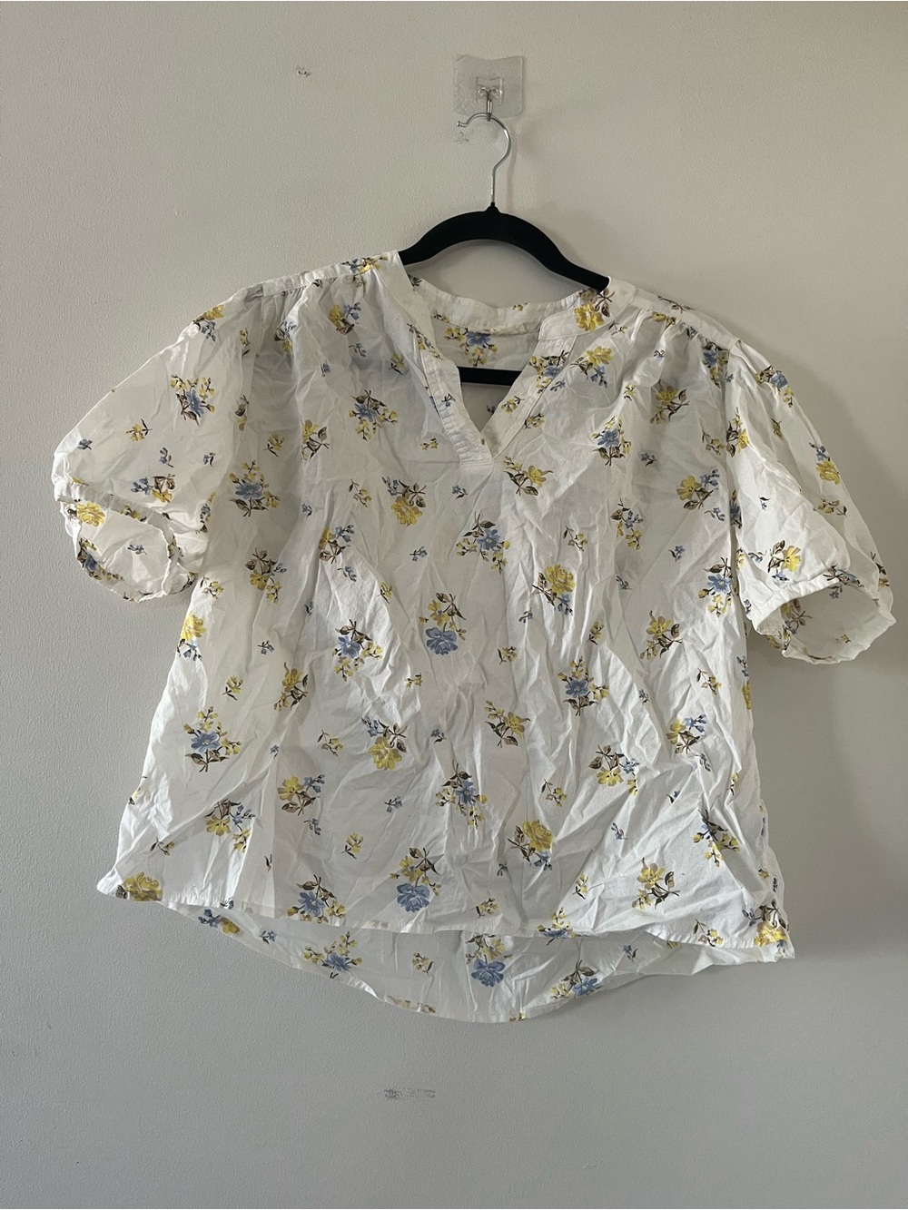 Levi's 100% Cotton White Floral Puff Sleeve Peasant Top Large Cottagecore